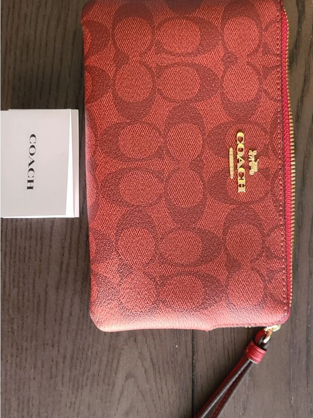 Coach Red Signature Zip Wristlet Clutch - Picture 2 of 2